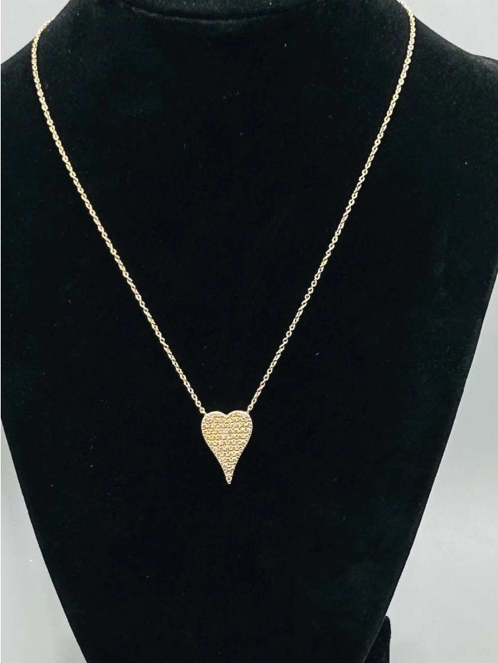 JCL Sterling, but Gold in Color Heart Absolutely Covered with 1mm CZs Necklace